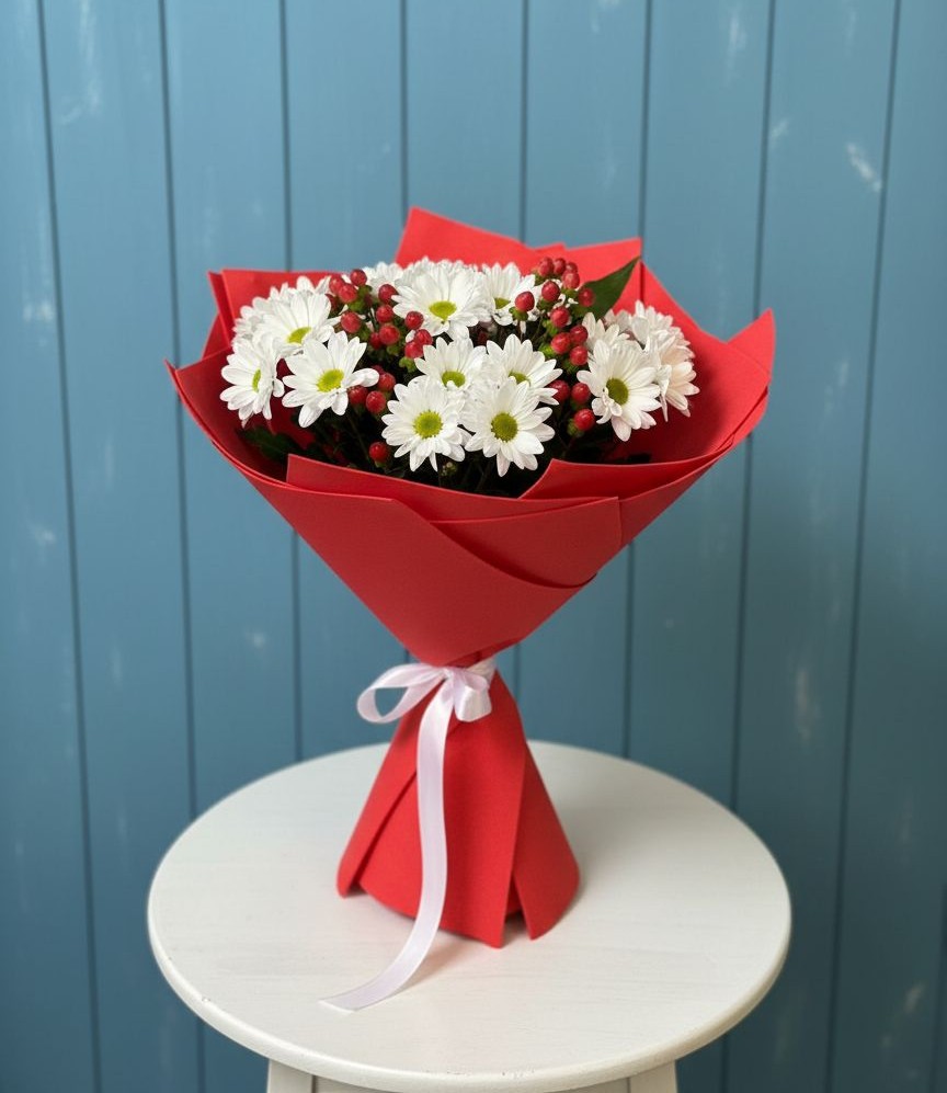 Букет ягоды на снегу в Емве Букет цветов из: Хризантемы в Емве