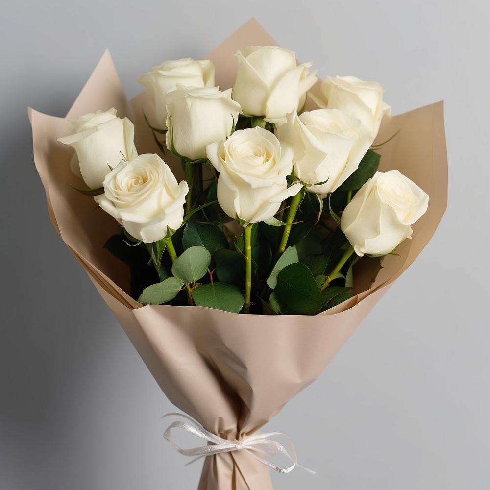 Букет 9 Белых роз Эдлесс Лав в Емве