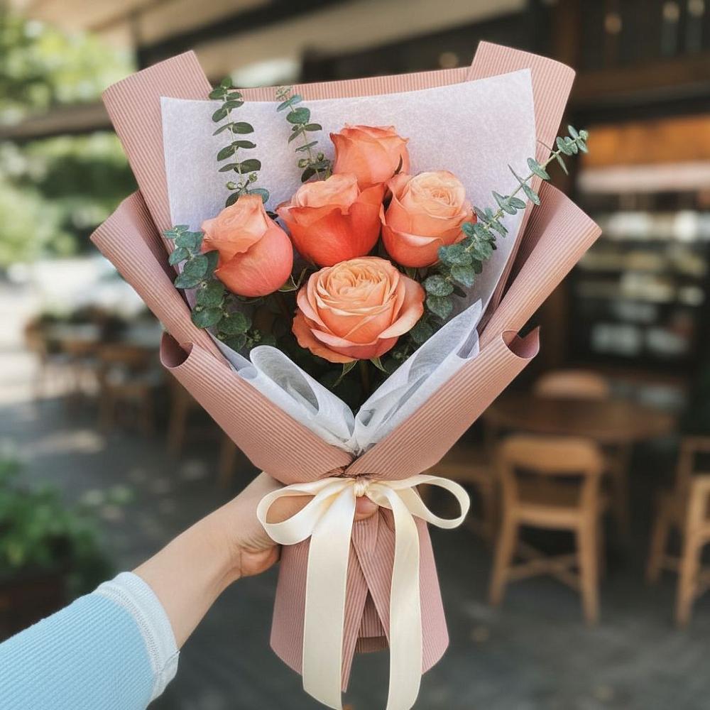 Букет персиковый аромат в Емве Букет цветов из: Розы в Емве