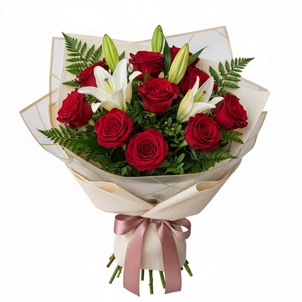 Букет высокая поэзия в Емве Букет цветов из: Лилии и Розы в Емве