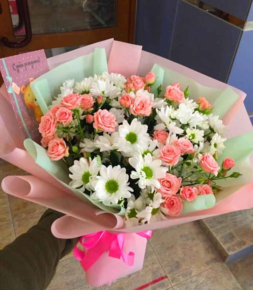 Букет цветов из: Розы и Хризантемы в Емве