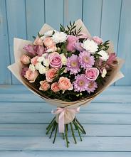 Букет цветов из:  Хризантемы, Розы и Альстромерии #REPLACE_PRED# Емве